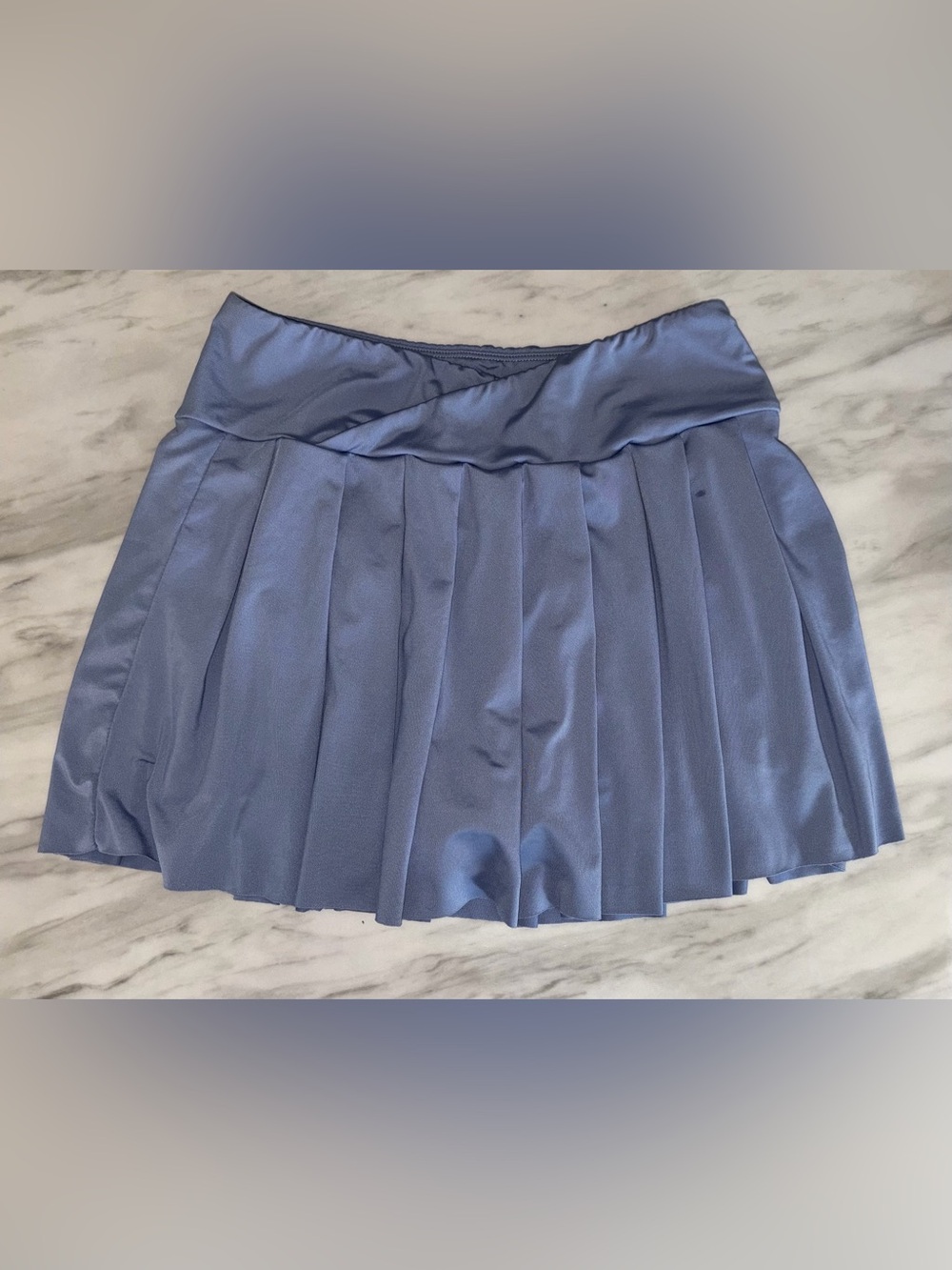 Dusty Blue Crossover High Waist Pleated Tennis Skort Built In Shorts Athletic